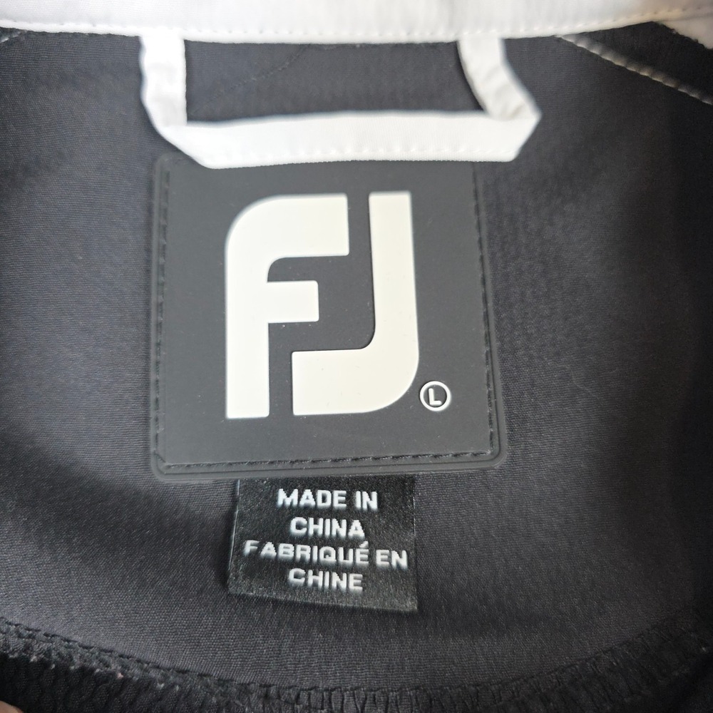 FootJoy FJ Jacket Mens L Black‎ White 1/4 Zip Golf Pullover Windbreaker Outdoor - Picture 5 of 9